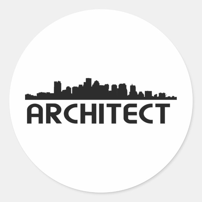 Architect Skyline design! Classic Round Sticker (Front)