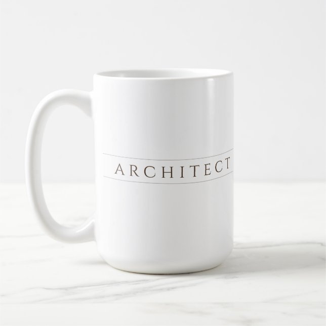 ARCHITECT Tall White Ceramic Mug / Sepia (Left)