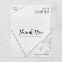 Architect Thank You Postcard with Blueprint Design