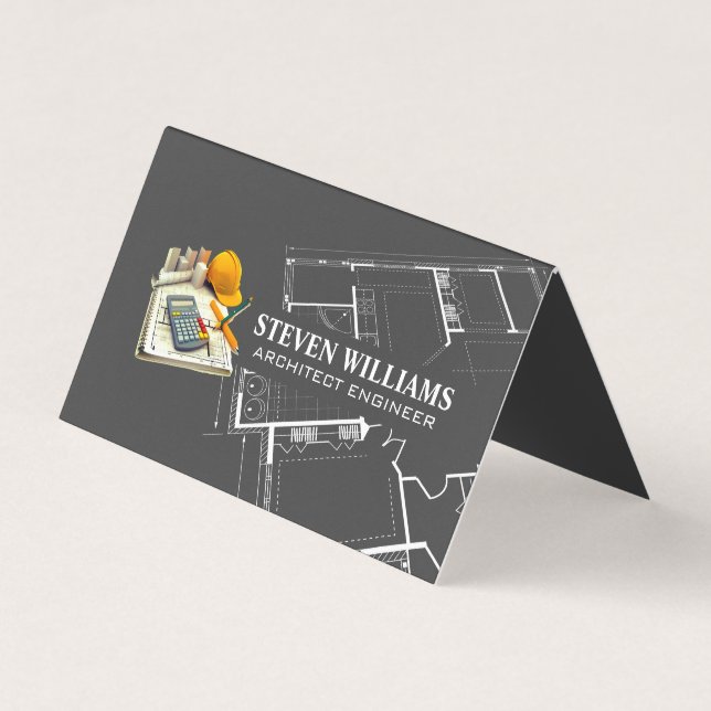 Architect Tools | Blueprints | General Contractor Business Card (Front)