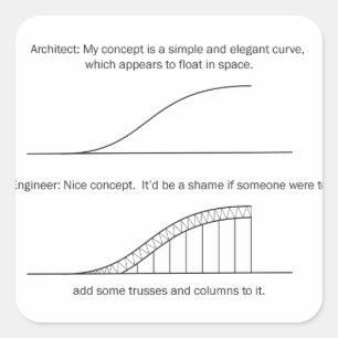 Architect vs Engineer Square Sticker