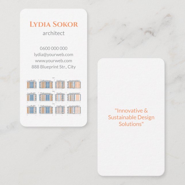 Architector Business Card with Blueprints (Front/Back)