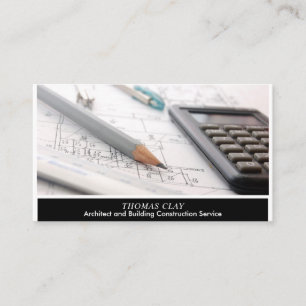 Architects Work Tool Construction, Black and White Business Card