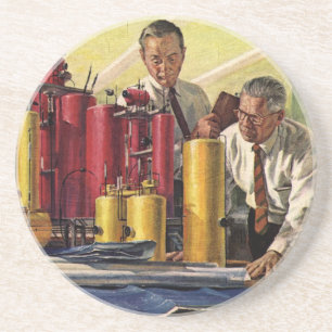 Architects Working in an Office, Vintage Business Coaster