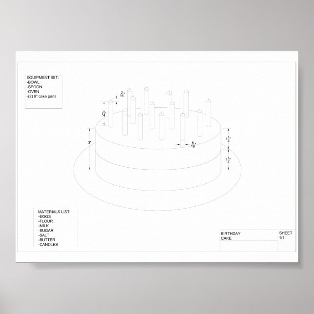 Architectural Birthday Cake Poster (Front)