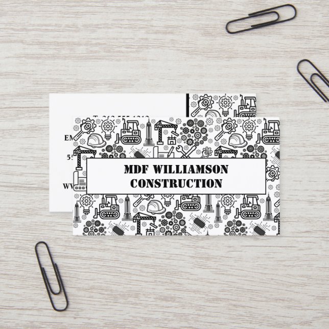 Architectural Blueprint Engineer Pattern Business Card (Front/Back In Situ)