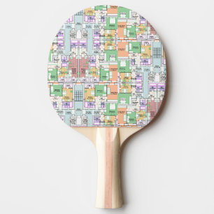 Architectural Blueprint Pattern Custom Ping Pong Paddle