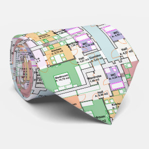 Architectural Blueprint Pattern Men's Neck Tie