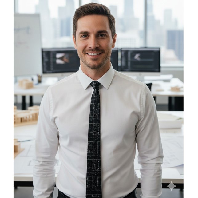 Architectural Blueprint Pattern Men's Neck Tie (Creator Uploaded)