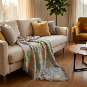 Architectural Blueprint Pattern Throw Blanket
