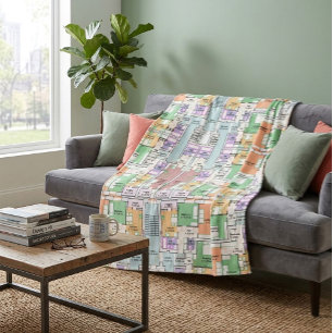 Architectural Blueprint Pattern Throw Blanket