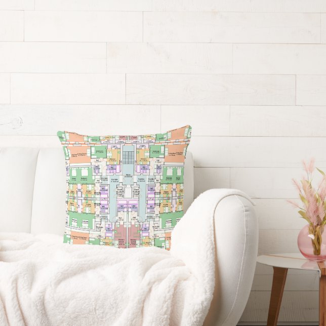 Architectural Blueprint Pattern Throw Pillow (Couch)