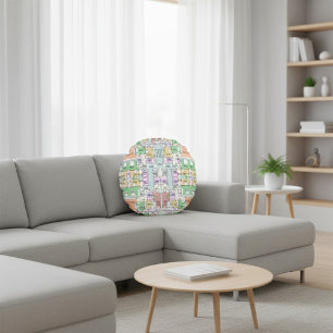 Architectural Blueprint Pattern Throw Pillow