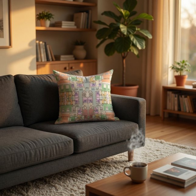 Architectural Blueprint Pattern Throw Pillow (Creator Uploaded)