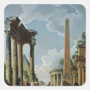 Architectural Capriccio with a Preacher Square Sticker