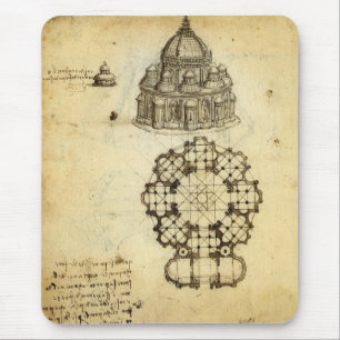 Architectural Cathedral Study by Leonardo da Vinci Mouse Pad