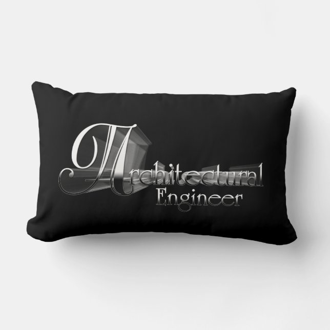 Architectural Engineer Typography Artwork Lumbar Cushion (Front)