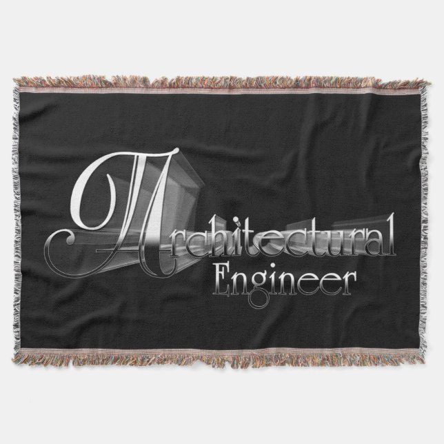 Architectural Engineer Typography Artwork Throw Blanket (Front)