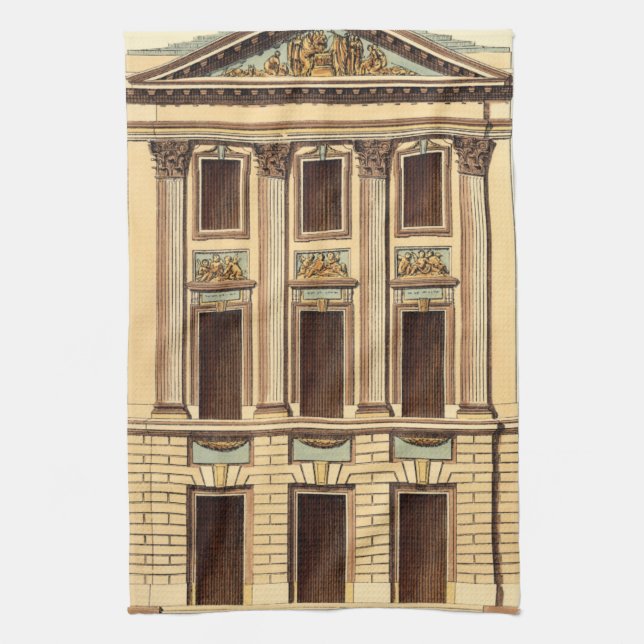 Architectural Facade by Jean Deneufforge Tea Towel (Vertical)