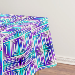 Architectural labyrinth With Aqua Green and Purple Tablecloth