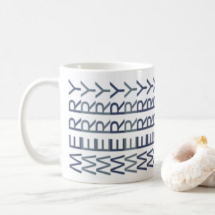 Architectural Line Art Cobalt Xmas Merry Coffee Mug