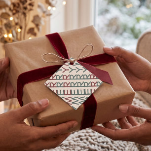 Architectural Line Art Nordic Xmas Merry Favour Tags