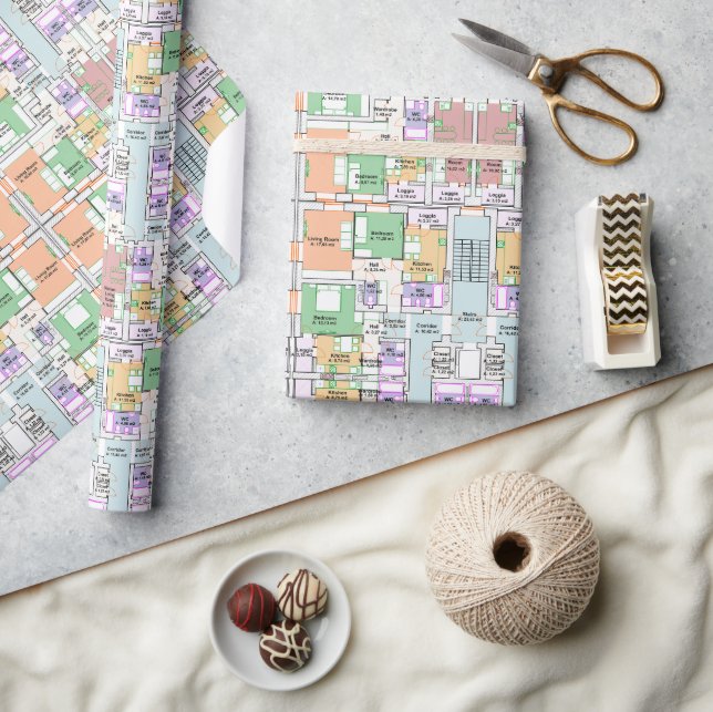 Architectural Multistory Building Floor Layout  Wrapping Paper (Crafts)