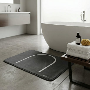 Architectural Muted Charcoal Grey Arch Modern Spa  Bath Mat