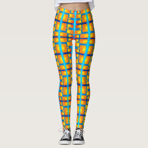 Architectural Pattern With Aqua and Orange Shades Leggings