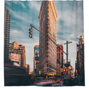 ARCHITECTURAL PHOTOGRAPHY OF BROWN BUILDING SHOWER CURTAIN