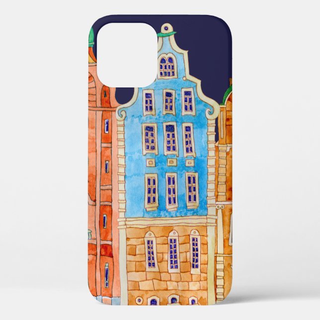 Architectural seamless border pattern on a dark bl Case-Mate iPhone case (Back)