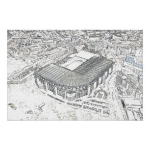 Architectural Sketch of Newcastle Stadium Poster
