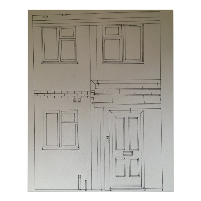 Architectural style House Drawing Poster (Front)