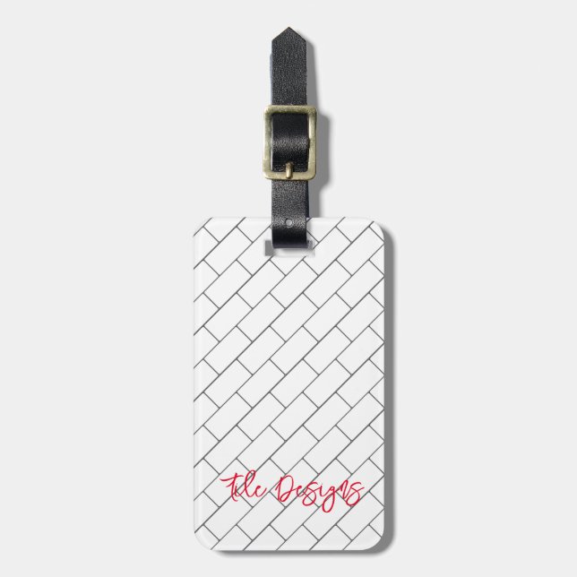Architectural Subway Tile Modern Business  Luggage Tag (Front Vertical)