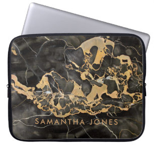 Architectural Texture Black Gold marble Elegant Laptop Sleeve