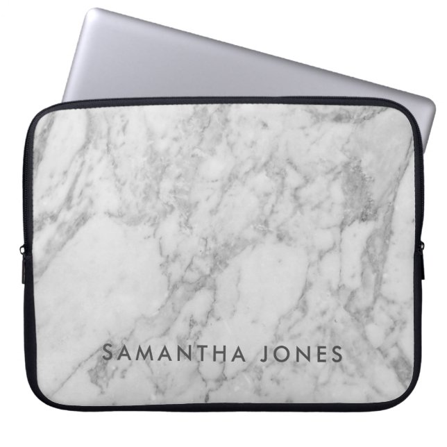 Architectural Texture white marble Elegant Laptop Sleeve (Front)