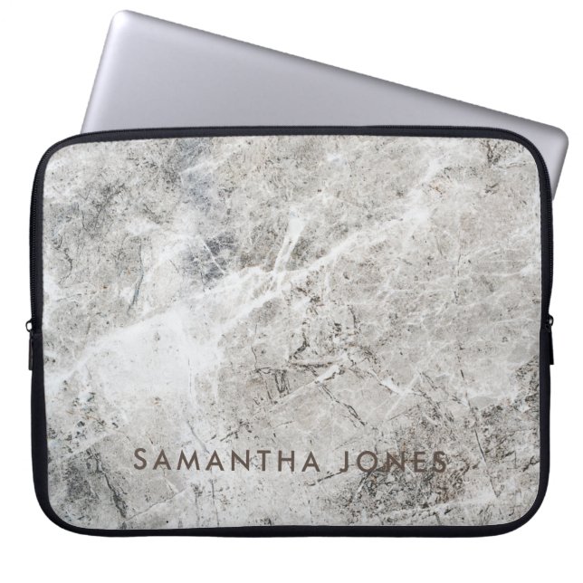 Architectural Texture white marble stone granit Laptop Sleeve (Front)