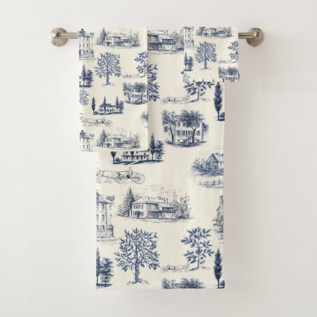 Architectural Toile Bath Towel Set (Insitu)
