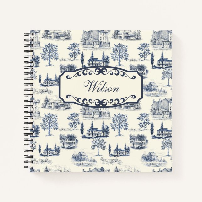 Architectural Toile Personalised Notebook (Front)
