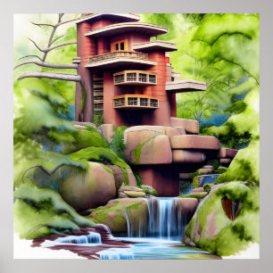 Architectural Tree House Digital Art Poster