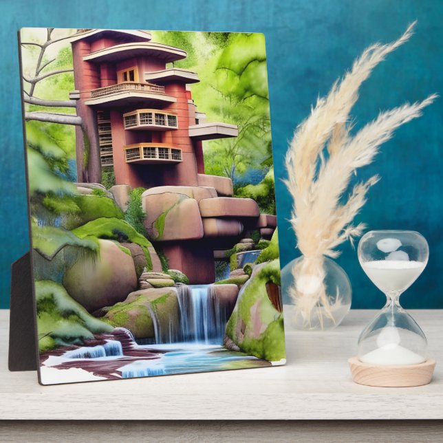 Architectural Tree House Digital Art Tabletop Plaque (Side)