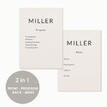 Architectural Wedding Program Menu<br><div class="desc">This architectural 5x7 wedding program and menu card features a bold surname header with a refined minimalist layout. Designed as a dual-sided modular format, it combines ceremony order and reception menu in one cohesive piece. Front side includes: – Order of ceremony – Processional and vows – Ring exchange and pronouncement...</div>
