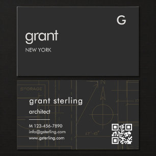 Architecture Black QR Code  Business Card
