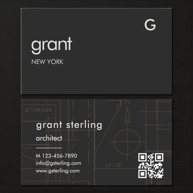 Architecture Black QR Code  Business Card (Creator Uploaded)
