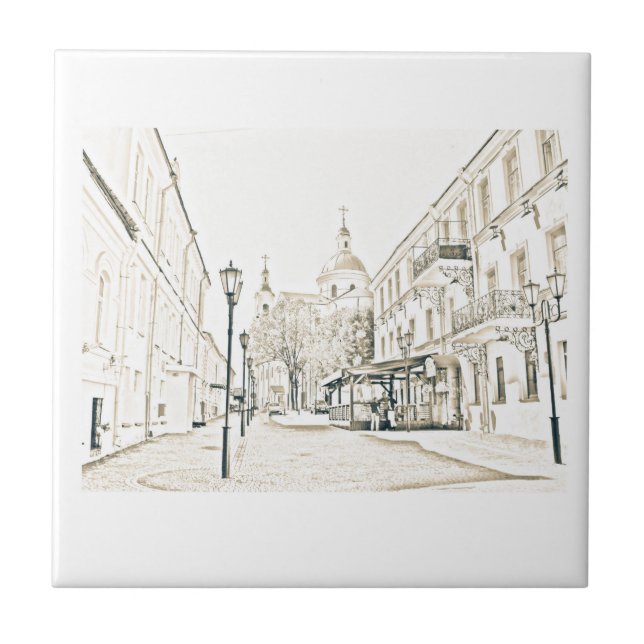 Architecture Cityscape Vitebsk Sketch Tile (Front)