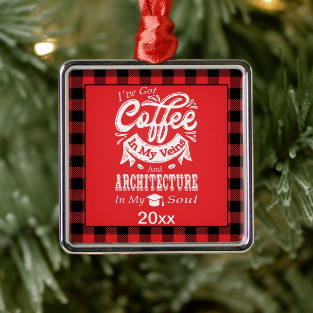 Architecture College Student Red Plaid Xmas Metal Tree Decoration (Tree)