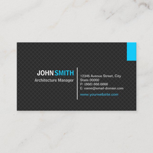 Architecture Manager - Modern Twill Grid Business Card (Front)