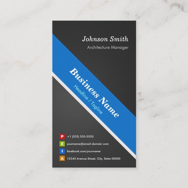 Architecture Manager - Premium Black Blue Business Card (Front)
