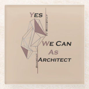 architecture, modern design, geometric art, black glass coaster