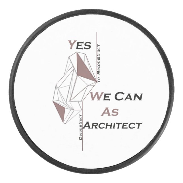 architecture, modern design, geometric art, black  hockey puck (Front)